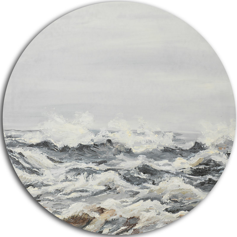 « grey sea vagues », reproduction d’art sur métal, H 23 po x l 23 po x P 1 po