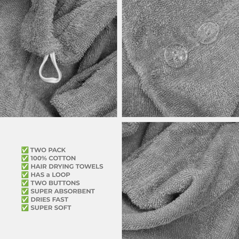 Serviettes 100% coton, longs poils bouclés, Gris foncé