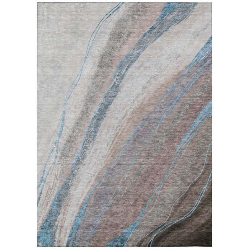 Machine Washable Indoor/Outdoor Xhevrie Brown Rug, Rectangle 3' x 5'