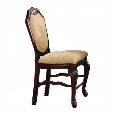 De 2 chaises sans accoudoirs à hauteur de comptoir, siège et dossier rembourrés en tissu, pieds en bois grand, motifs surélevés, capacité de 220 lb, 20 po de profondeur, 24 po de hauteur, 47 po, poids de 41 lb avec finition, bois