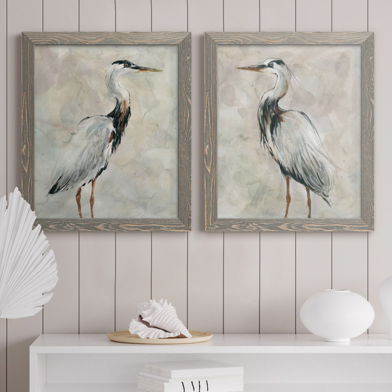 Crane at Dusk I - ensemble de 2 reproductions, H 24 po x l 36 po, Toile encadrée, Gris