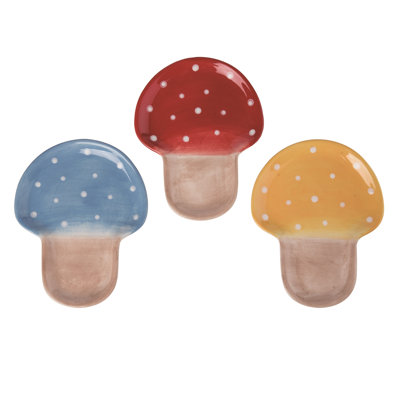 Ceramic Mushroom Spoon Rest Set of 3 Spring Home Decorations