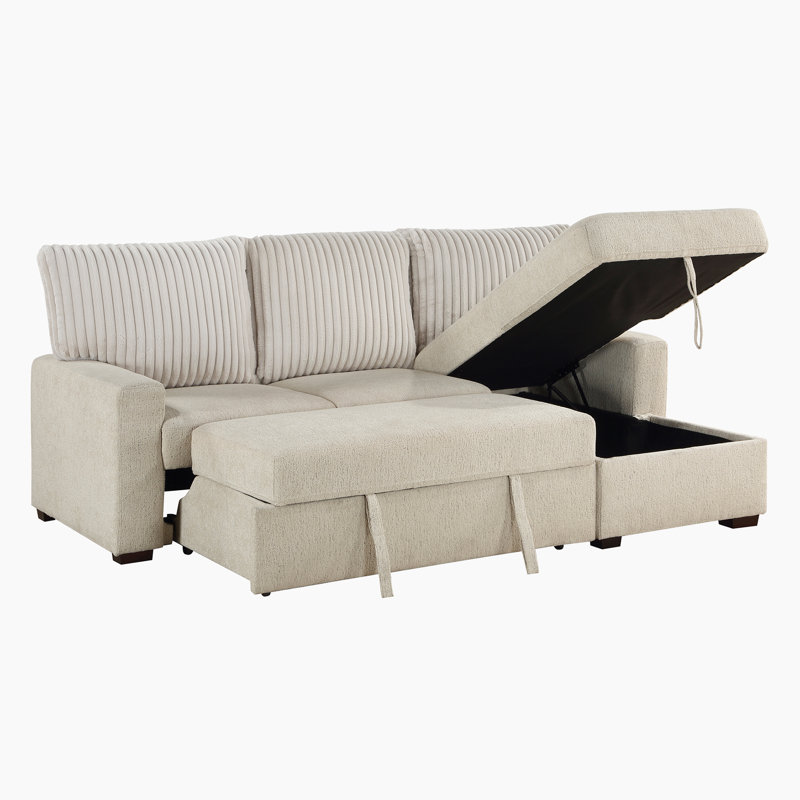 Canapé-lit modulaire 2 pièces avec rangement Corburn, Accoudoir à droite (vu de face)