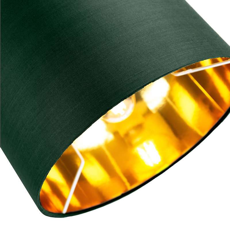 Contemporary Cotton Lamp/Light Shade with Shiny Paper Inner, 20cm H x 30cm W x  30cm D, Forest Green