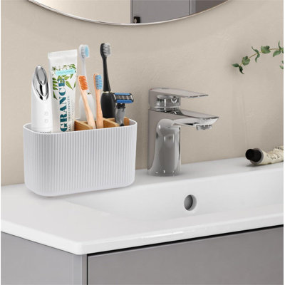 Toothbrush Holder - Bamboo Toothbrush Holders For Bathrooms Electric Toothbrush Holder Organizer,White -  Rebrilliant, 0641F2998E394D5EBC76883AD265D39B