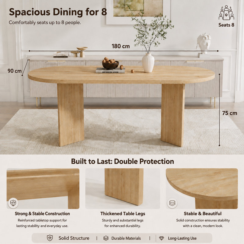 Dining Table, Oak Wood / Brown