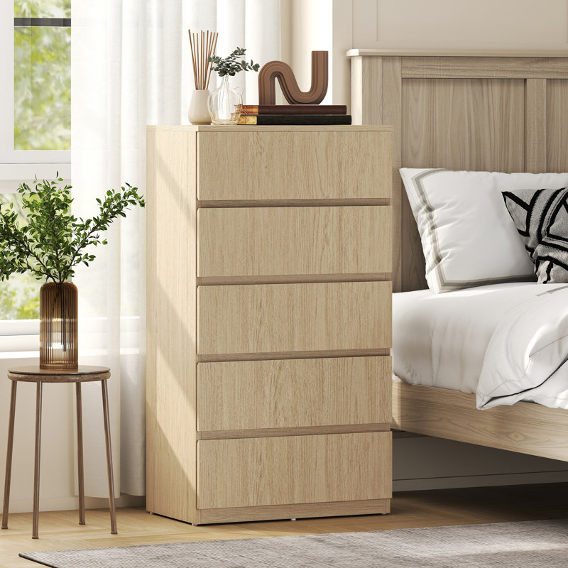 HOMCOM Bedroom Chest of Drawers 5 Drawers Dresser Drawer Unit, Brown