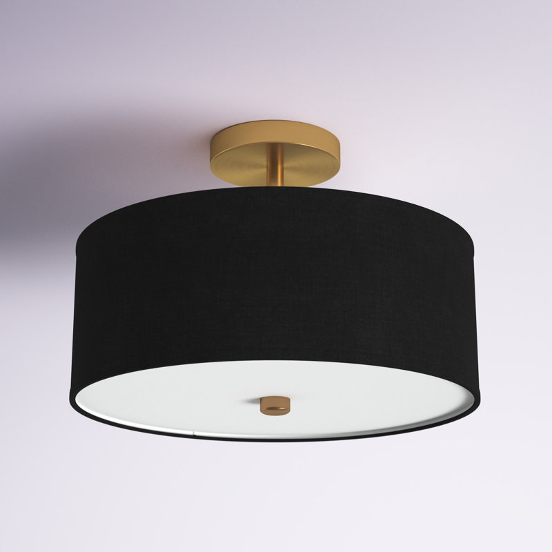 Plafonnier semi-encastré 3 lumières 14 po Tess, Noir