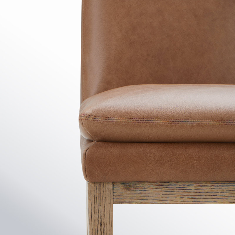 Tabouret de comptoir rembourré en cuir véritable Bethea, Cuir fleur Marseille