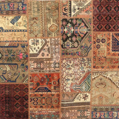 Tapis brun/orange/gris zone contemporaine