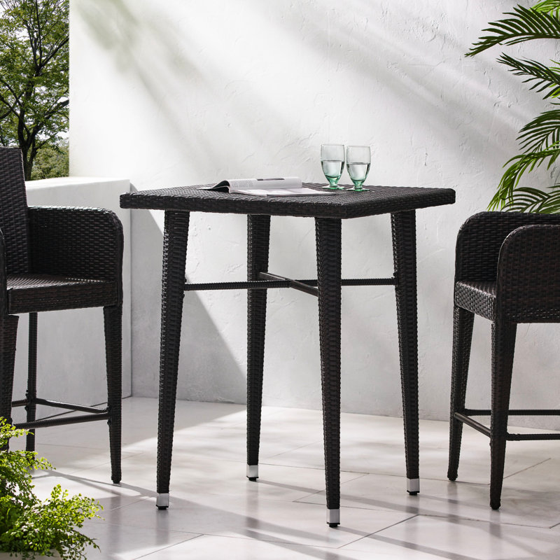 Table de bar carrée de 81 cm (32 po) - Table de jardin en fer, aspect élégant, 104 cm (41 po) H x 83 cm (32,5 po) L x P, mobilier de jardin en fer teinté brun multicolore, palette de couleurs