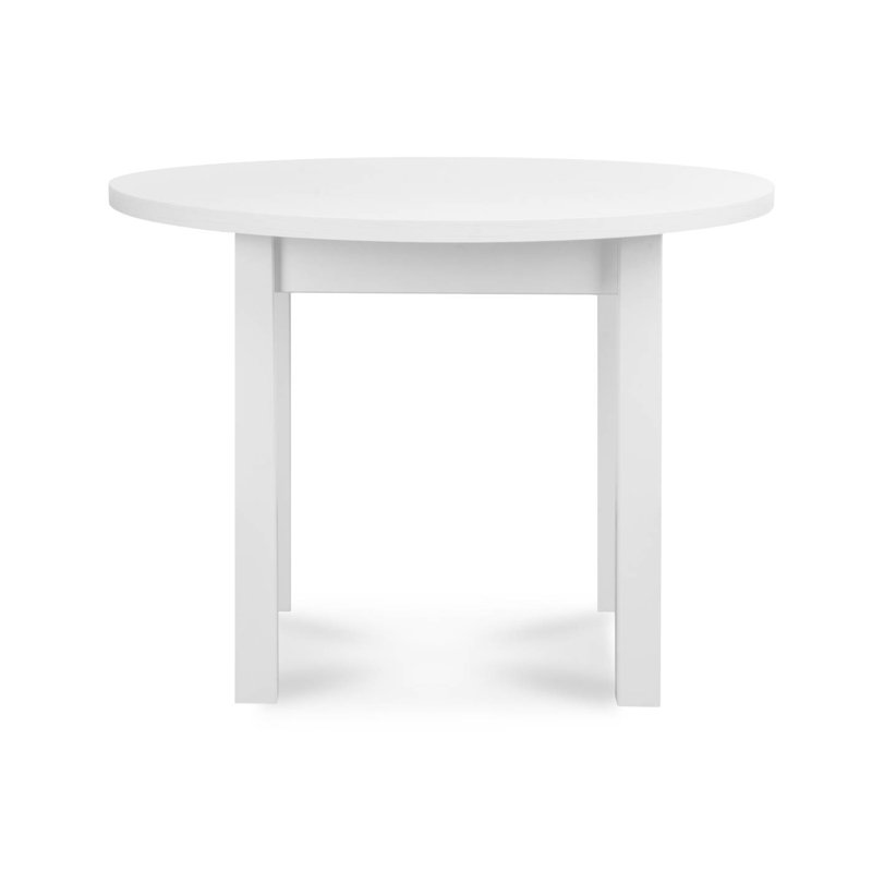 Round Solid Wood Base Dining Table, White