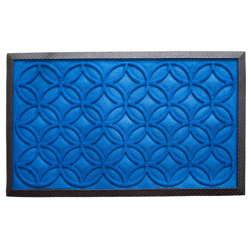 Non-Slip Geometric Outdoor Doormat, Blue