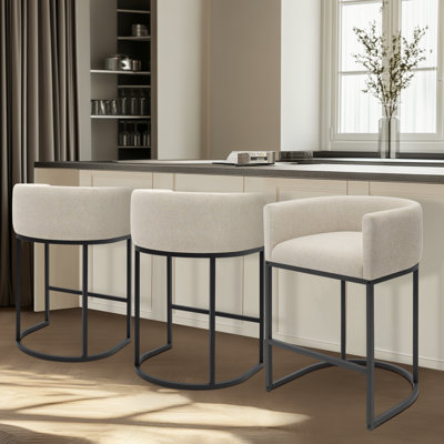 Upholstered Counter Stool with Metal Frame