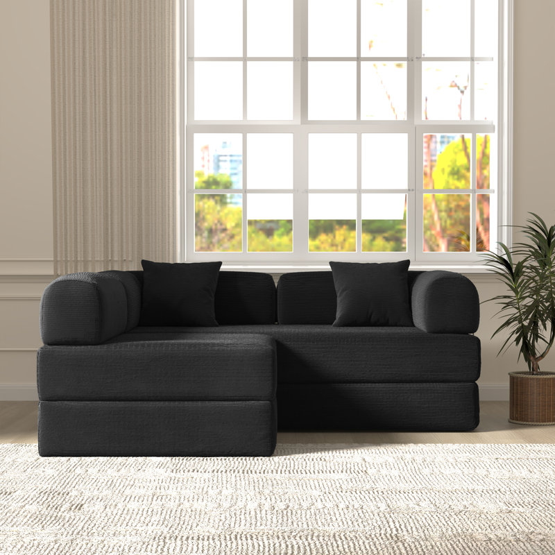 Canapé-lit 2 pièces sans chaise avec fauteuil Jordan, Noir