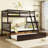 Twin Over Full Rubberwood Bunk Bed with Trundle, Detachable Convertible Ladder & Guardrail,Espresso-52530099