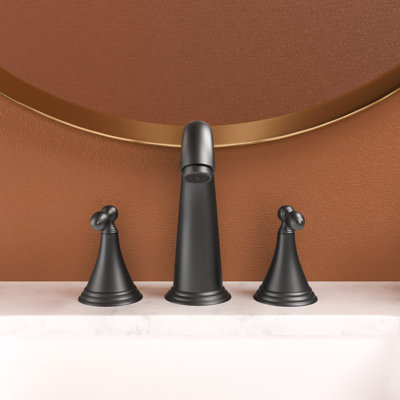 2 Handle Widespread Bathroom Faucet 3 Hole, With Pop Up Drain And 2 Water Supply Lines, Matte Black
