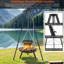 LIFERUN 86 cm W Portable Grill / Smoker Combo Charcoal Grill Gas & Charcoal Combo Grill