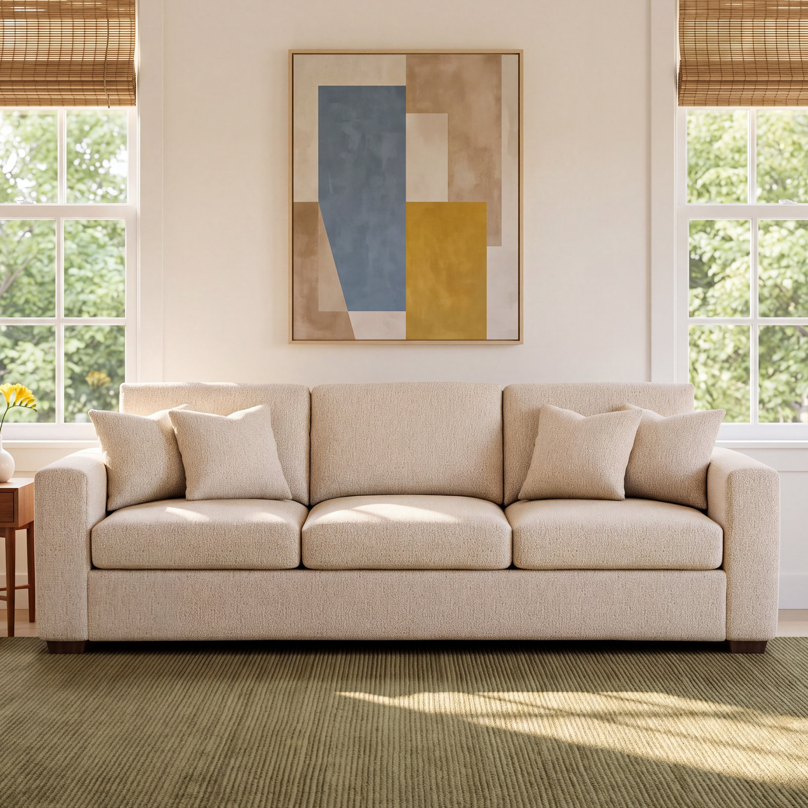 Anaiza 104'' Upholstered Sofa, Light Beige Polypropylene/Olefin, 37" H x 104" W x 41" D