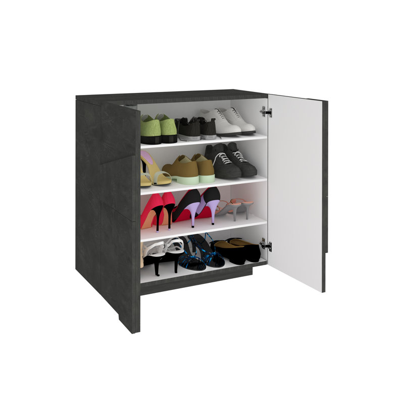 Longford 16 Pair Shoe Storage Cabinet, Black