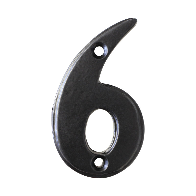 Numéro de maison de 2,8 po, 6, Noir