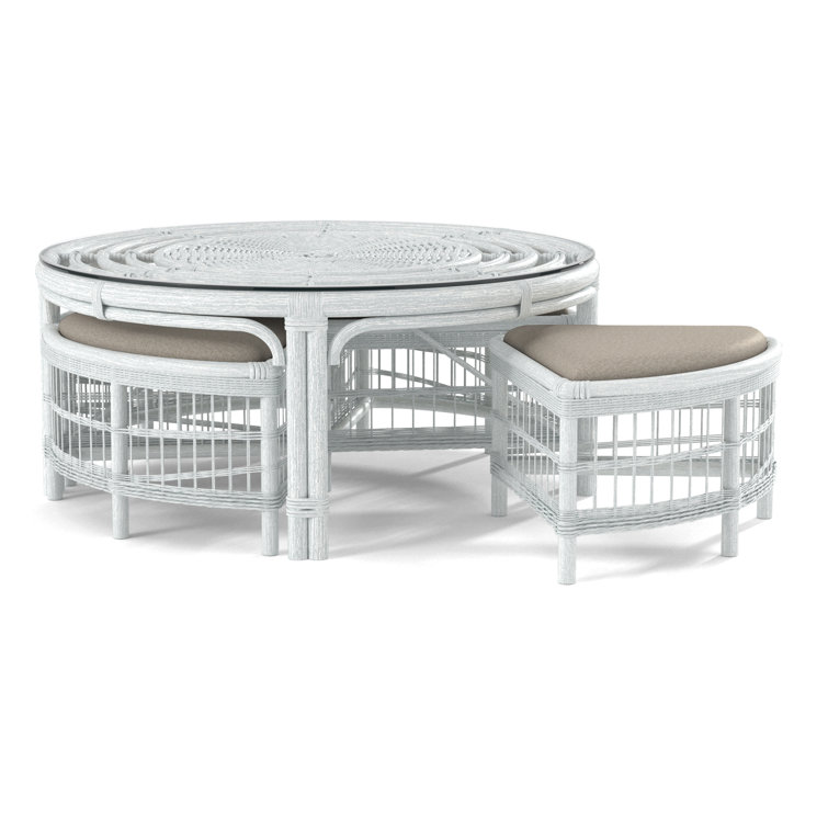 Raffles Rattan Cocktail Table with Benches