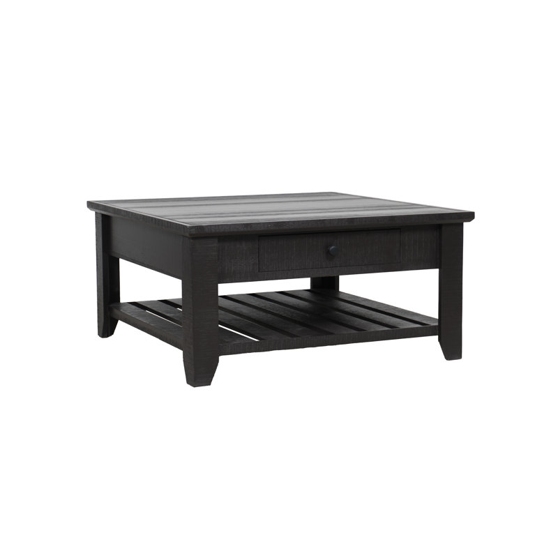 Mattie Farmhouse Coffee Table with Open Shelf & Drawer