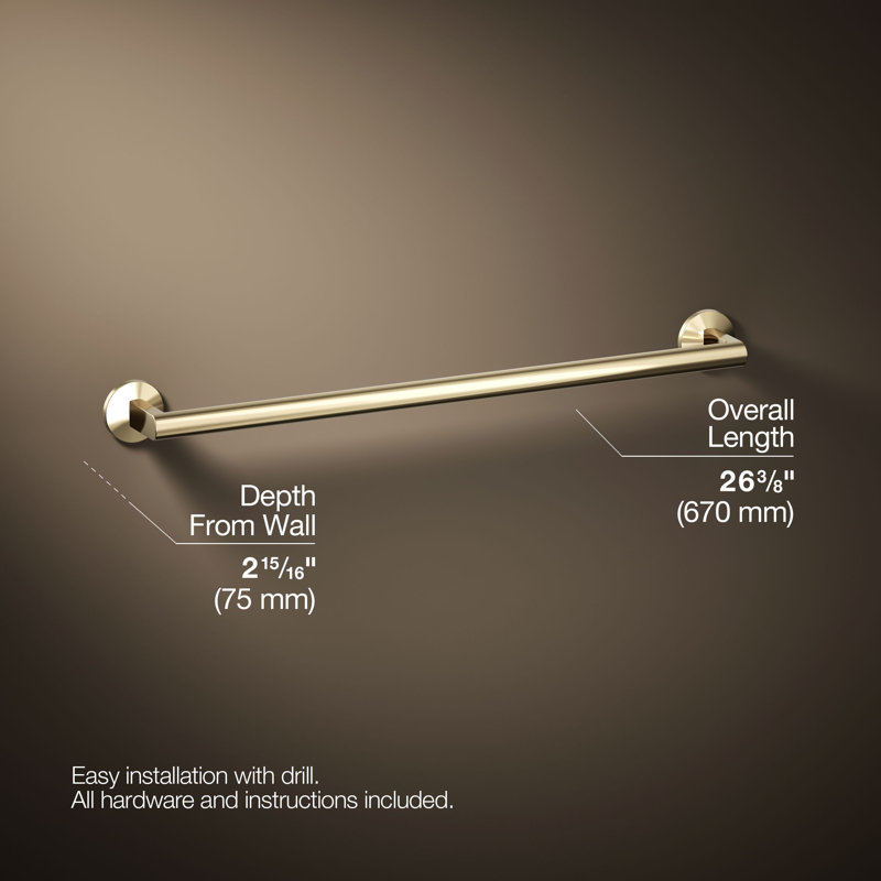 Components Towel Bar, 24"W, Vibrant French Gold