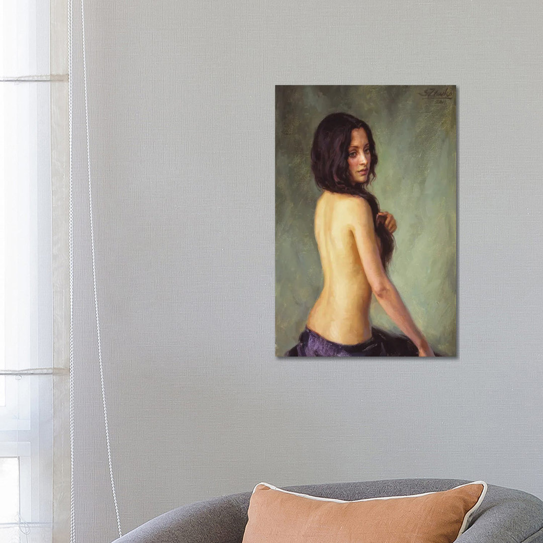 Brunette von Serguei Zlenko - Galerie-verpackte Leinwand Giclée auf Leinwand