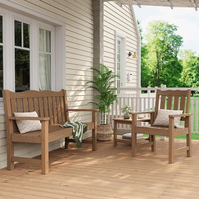 Banc d'extérieur, banc de jardin en bois de polyéthylène pour 2 personnes, ...