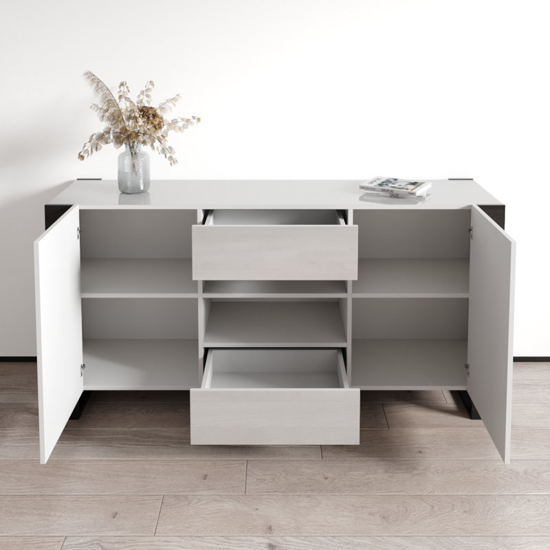 Buffet noir Woody, Blanc/noir
