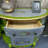 Hand-Painted Half-Moon Entryway Accent Cabinet
