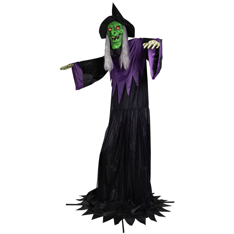 Huge Lighted And Animated Talking Witch Commercial Outdoor Halloween Decoration - 15'