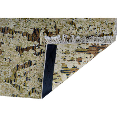 Tapis brun et beige noué à la main de haute qualité