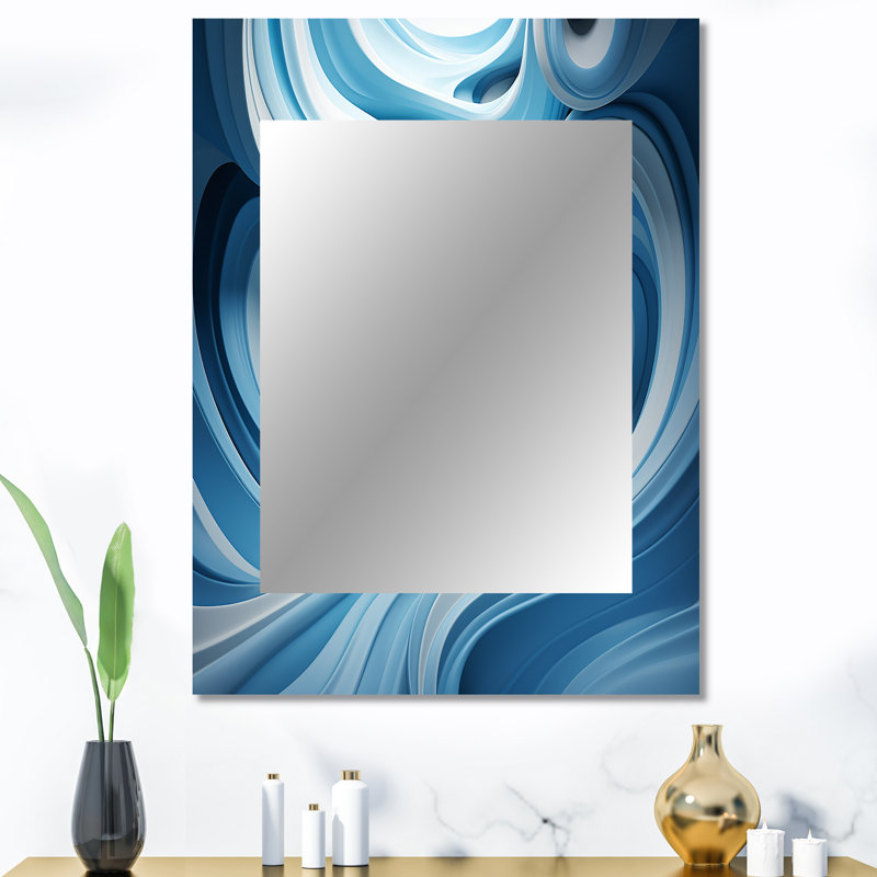 Op Art Blue Focus II - grand miroir décoratif, art mural imprimé, 40 po x 30 po