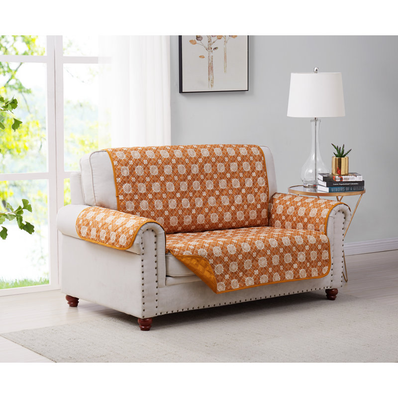 Housse pour causeuse à coussins carrés/rectangulaires, Polyester jaune mandala