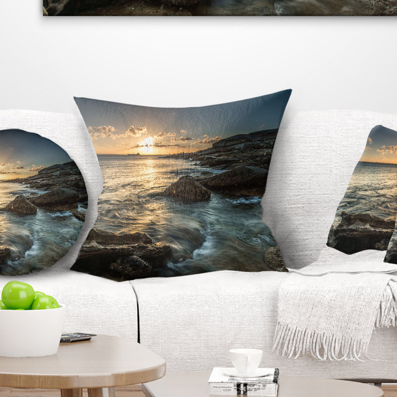 Coussin seascape de sydney avec un coussin de soleil vif, 16 po x 1 po