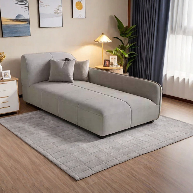 Méridiennes modernes et simples en flanelle, Orienté à gauche (vu de face), Gris clair
