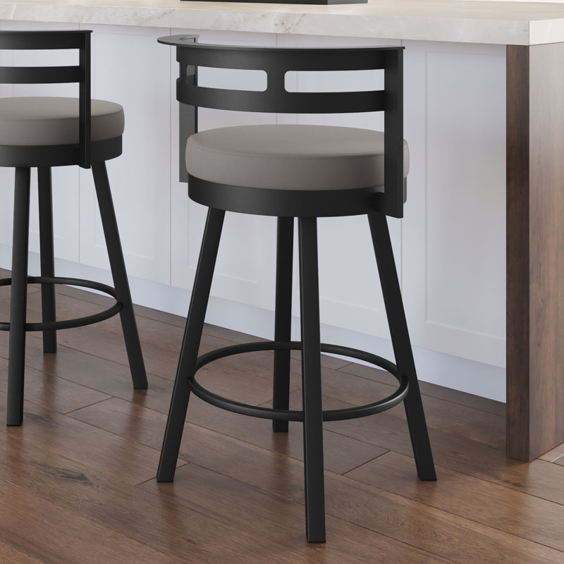 Brookford Swivel Counter & Bar Stool, Counter Stool (26.625" Seat Height), Warm Gray, Black
