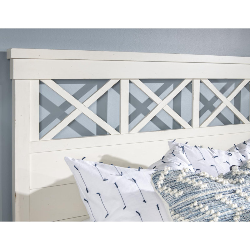 XXX's And OOO's King Size Cotton Finished Hardwood Solids and Birch Veneers Panel Bed, King, White