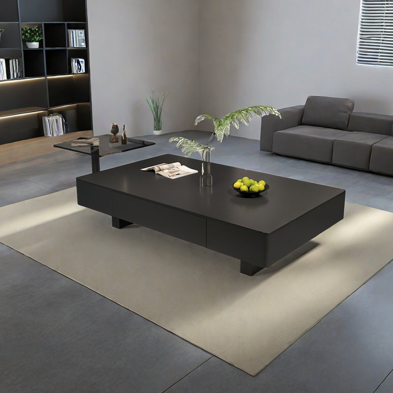 Modern creative square rock plate coffee table, 13.8" H x 55.1" L x 27.6" W