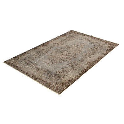 Tapis intérieur de la laine 5 pi 9 po x 9 pi 6 po "one-of-kind" à la main-noué la 1980 Overdyed