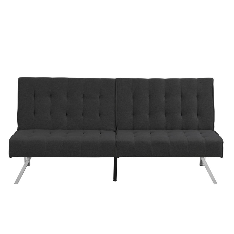 WOOD FRAME, STAINLESS LEG, FUTON, SOFA BED BLACK, Black