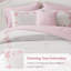 Ensemble de literie rose pour lit double/queen, couette en microfibre à motif floral et nœud papillon pour chambre à coucher