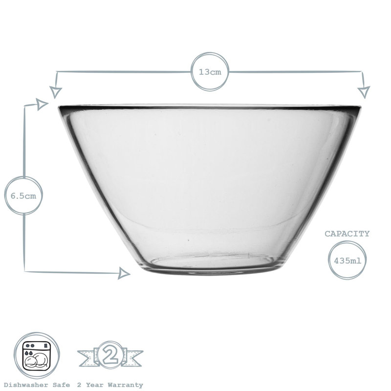 Basic Glass Kitchen Mixing Bowls - 435ml, 13cm