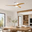 Ventilateur de plafond réversible de 52 pouces avec pales en bois massif, éclairage DEL à intensité variable et télécommande