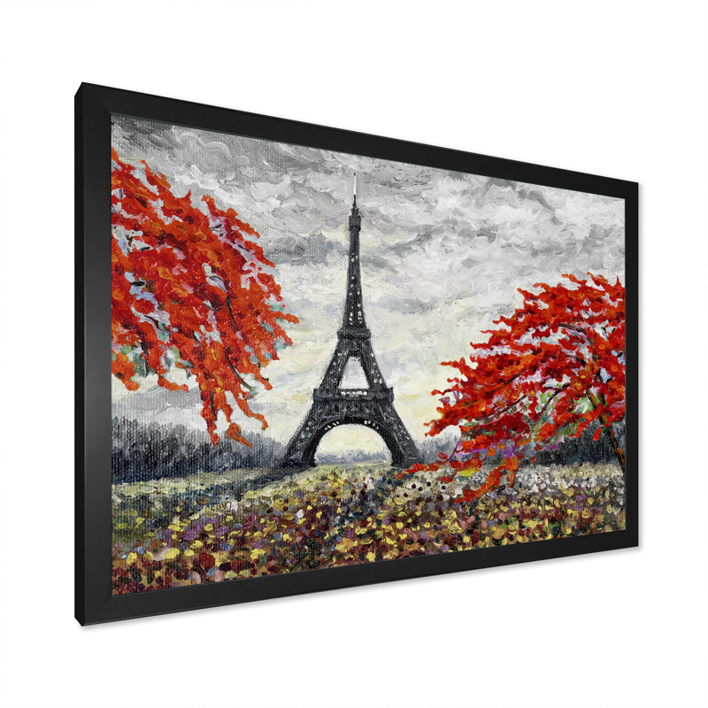 «Paris Eiffel Tower In Beau Fitul Summer V», reproduction sur toile flottante, Cadre noir, H 8 po x l 12 po x P 1 po