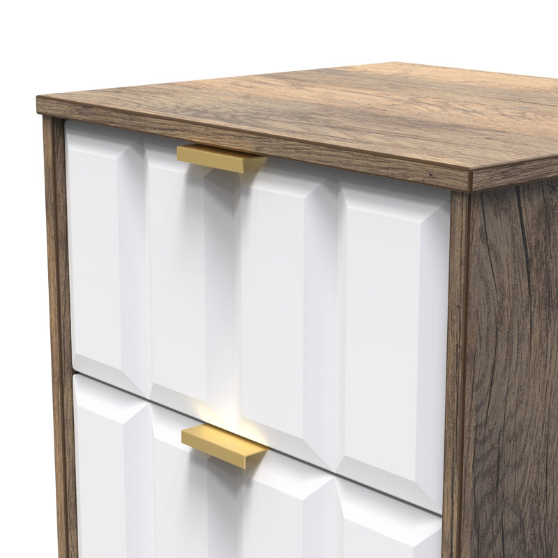 Doss 45cm W Manufactured Wood Bedside Table, White Matt/Vintage Oak