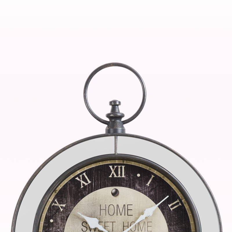 Marit Round Wall Clock in Brown, Mirror, Transitional Style