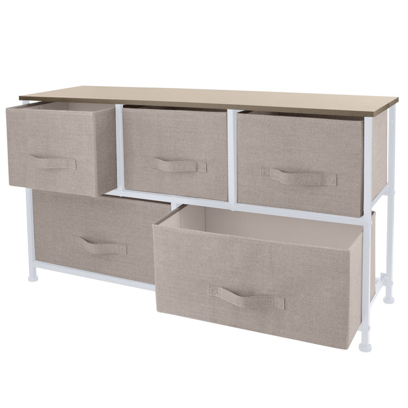Commode 5 tiroirs Caddaric, Beige